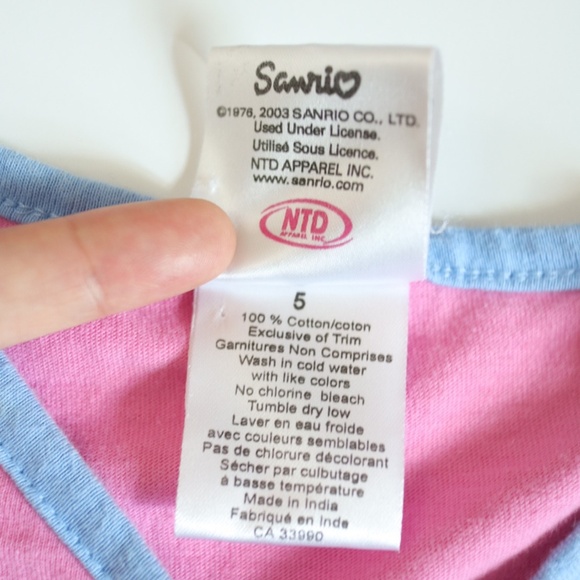 Vintage Y2K HELLO KITTY Pink Baby Tee / 4-5Y - Picture 5 of 7